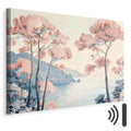 Pink Ocean Cliffs Landscape Canvas Print