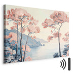 Pink Ocean Cliffs Landscape Canvas Print