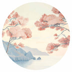 Pastel Ocean Cliffs Landscape Round Wall Mural