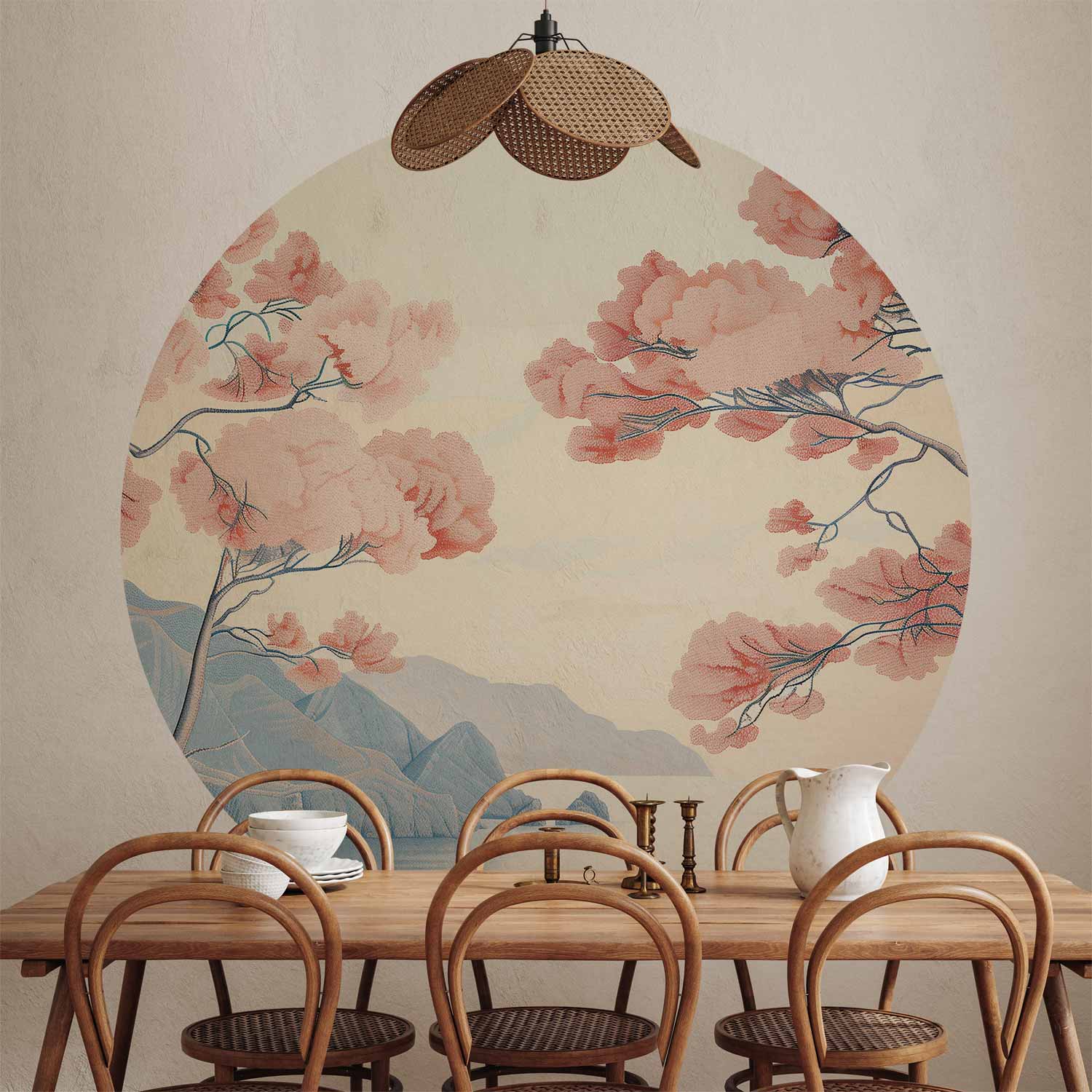 Pastel Ocean Cliffs Landscape Round Wall Mural