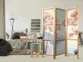Ocean Cliffs Pink Landscape 3-Panel Japanese Room Divider