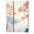 Room Divider Landscape Ocean with Cliffs and Pink Trees