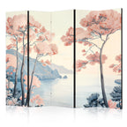 Room Divider: Landscape with Ocean, Cliffs and Pink Trees