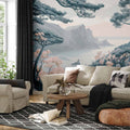 Pastel Mountain Coast Landscape Wall Mural