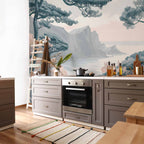 Pastel Mountain Coast Landscape Wall Mural