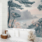 Pastel Mountain Coast Landscape Wall Mural