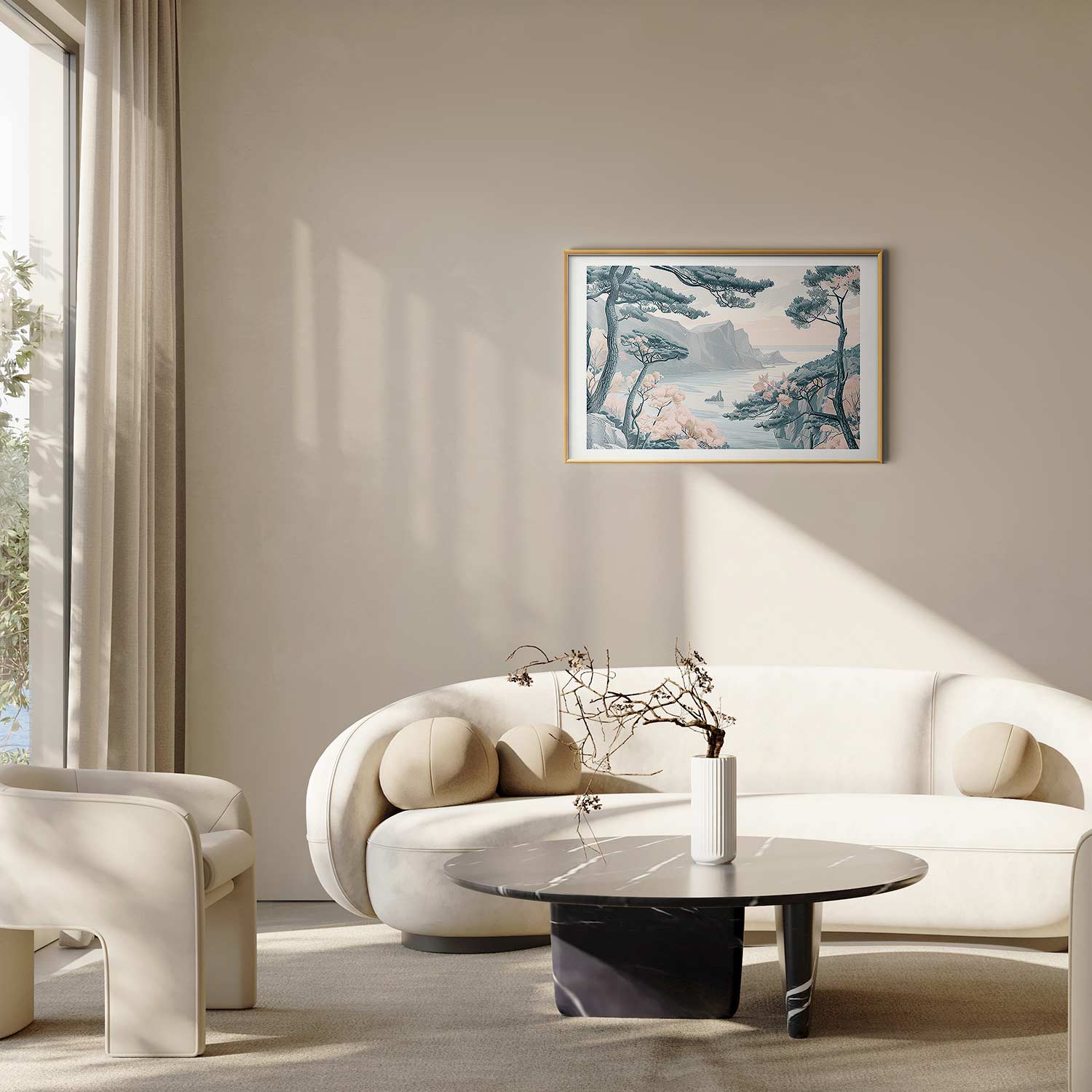 Blue Coastal Mountains Delicate Colors Poster