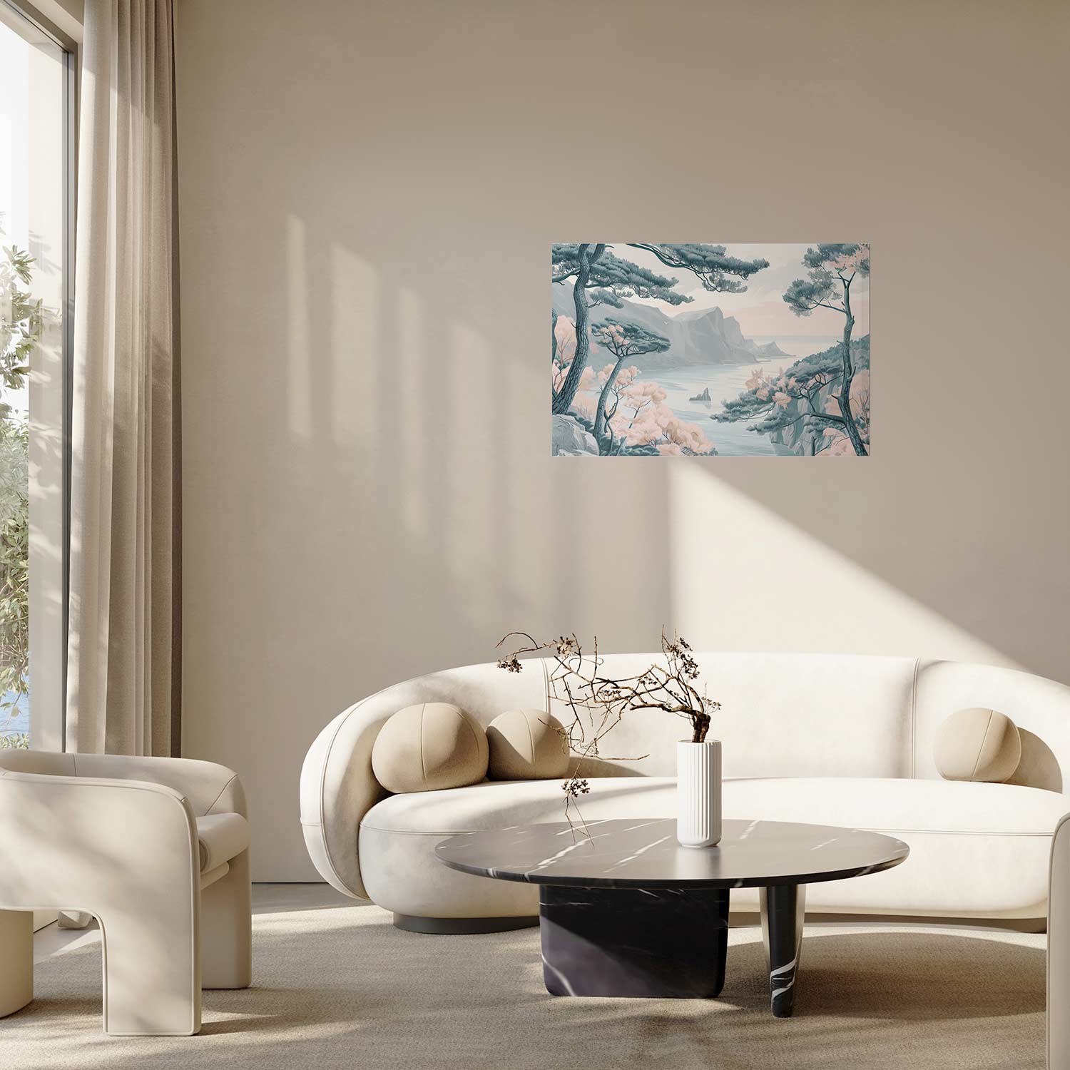 Blue Coastal Mountains Delicate Colors Poster