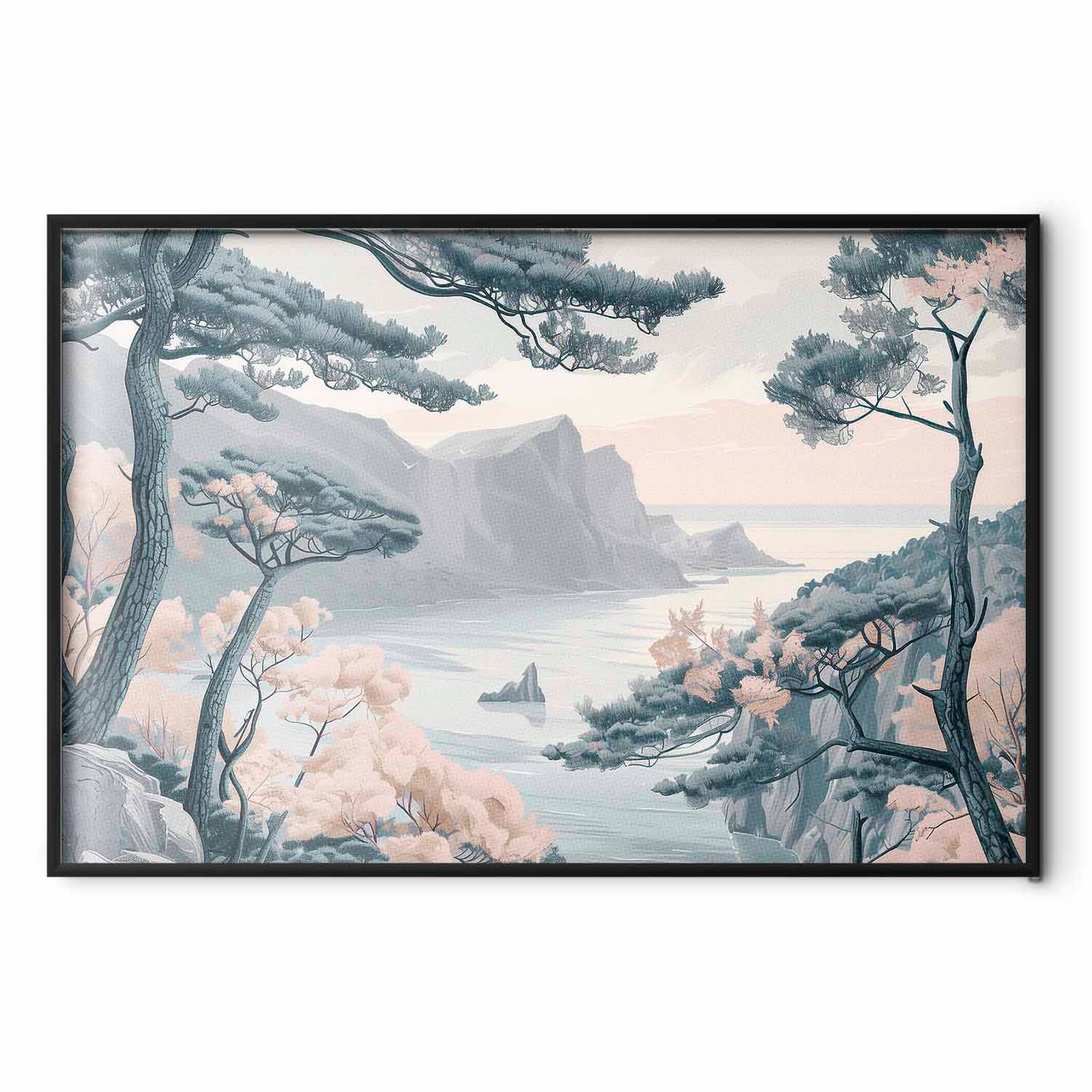 Blue Coastal Mountains Delicate Colors Poster