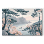 Pastel Blue Mountain Coast Landscape Canvas Print