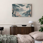 Pastel Blue Mountain Coast Landscape Canvas Print