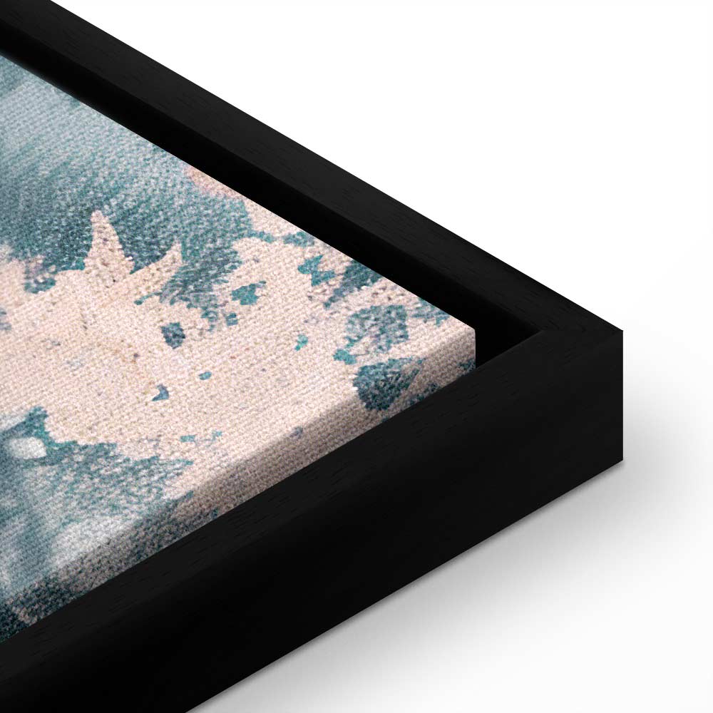 Canvas Print Mountainous Coast with Trees and Rocks in Light Pastel Blues