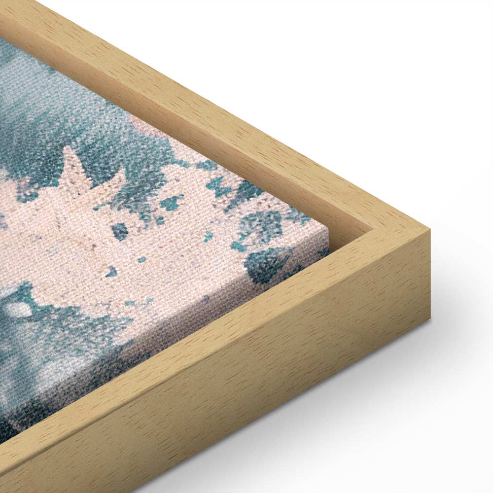 Canvas Print Mountainous Coast with Trees and Rocks in Light Pastel Blues