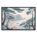 Pastel Blue Mountain Coast Landscape Canvas Print