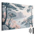 Pastel Blue Mountain Coast Landscape Canvas Print