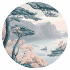 Blue Coast Landscape Round Wall Mural