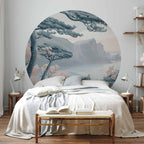 Blue Coast Landscape Round Wall Mural