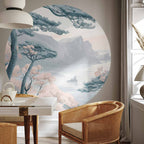 Blue Coast Landscape Round Wall Mural