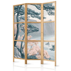 Japanese Room Divider - Mountainous Coastline Blues