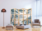 Japanese Room Divider: Mountainous Coastline in Light Pastel Blues
