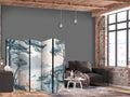 Mountainous Coast Pastel Blue 5-Panel Room Divider