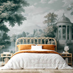 Retro Park and Lake Landscape Wall Mural