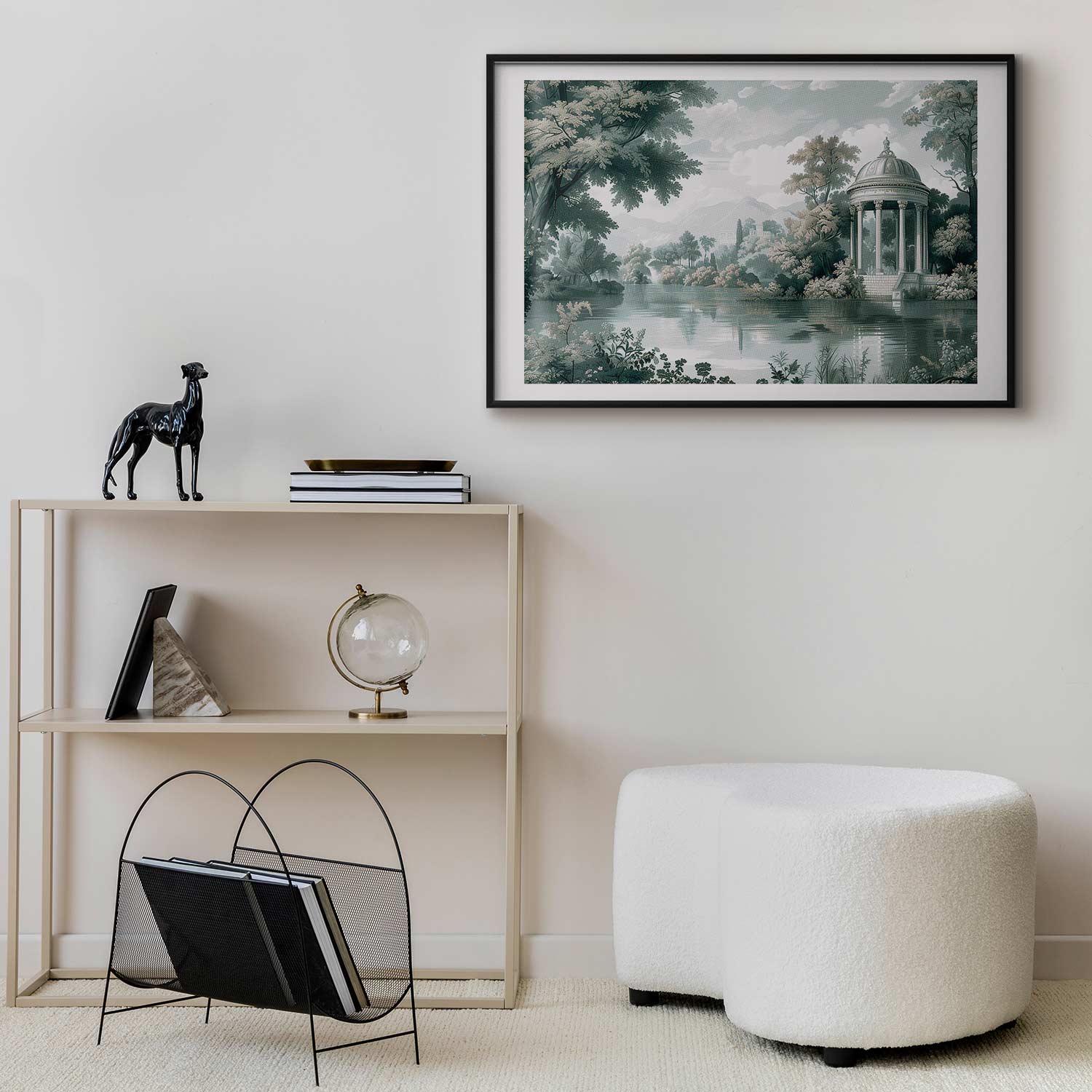 Retro Green Park and Lake Landscape Poster