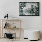 Retro Green Park and Lake Landscape Poster