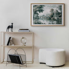 Retro Green Park and Lake Landscape Poster