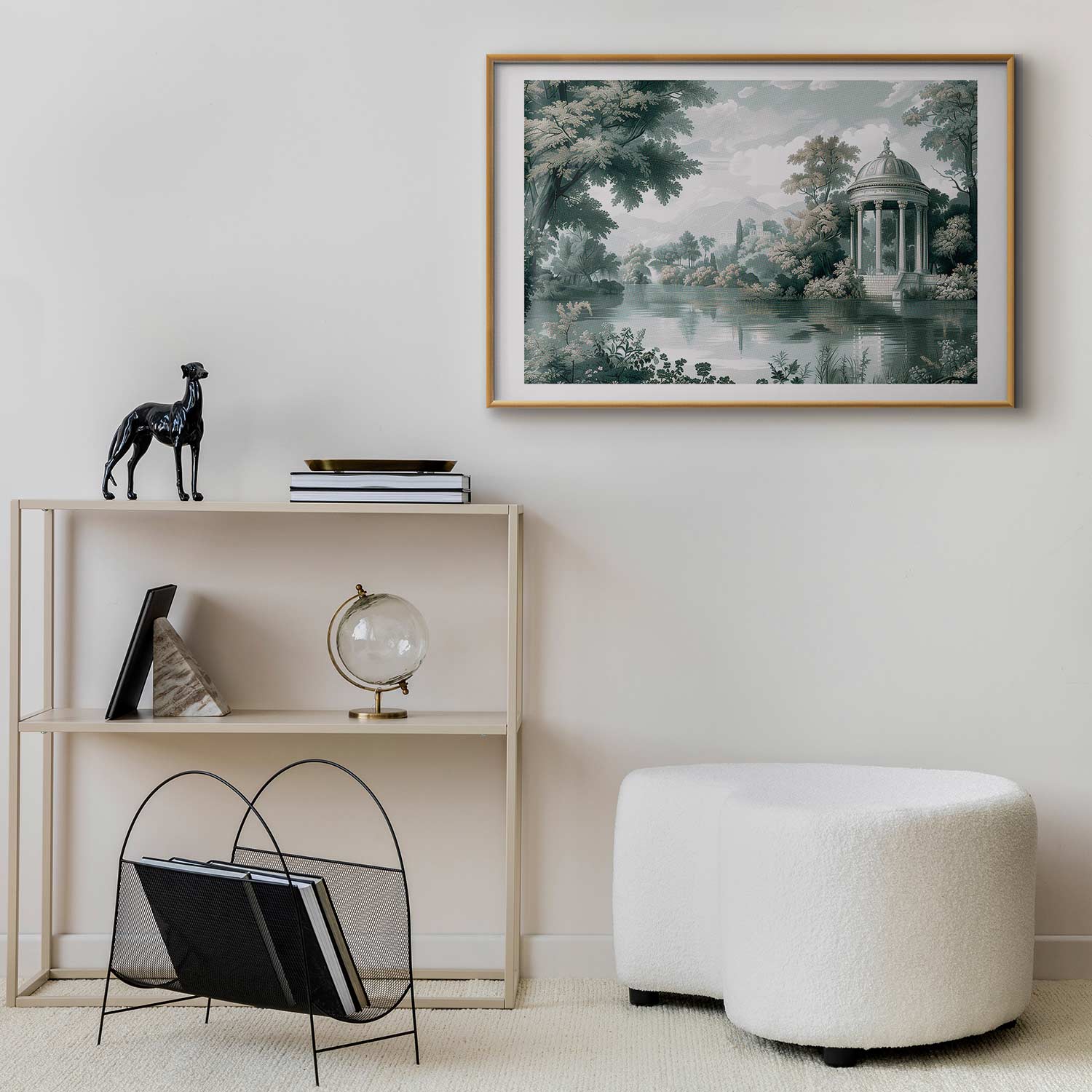 Retro Green Park and Lake Landscape Poster