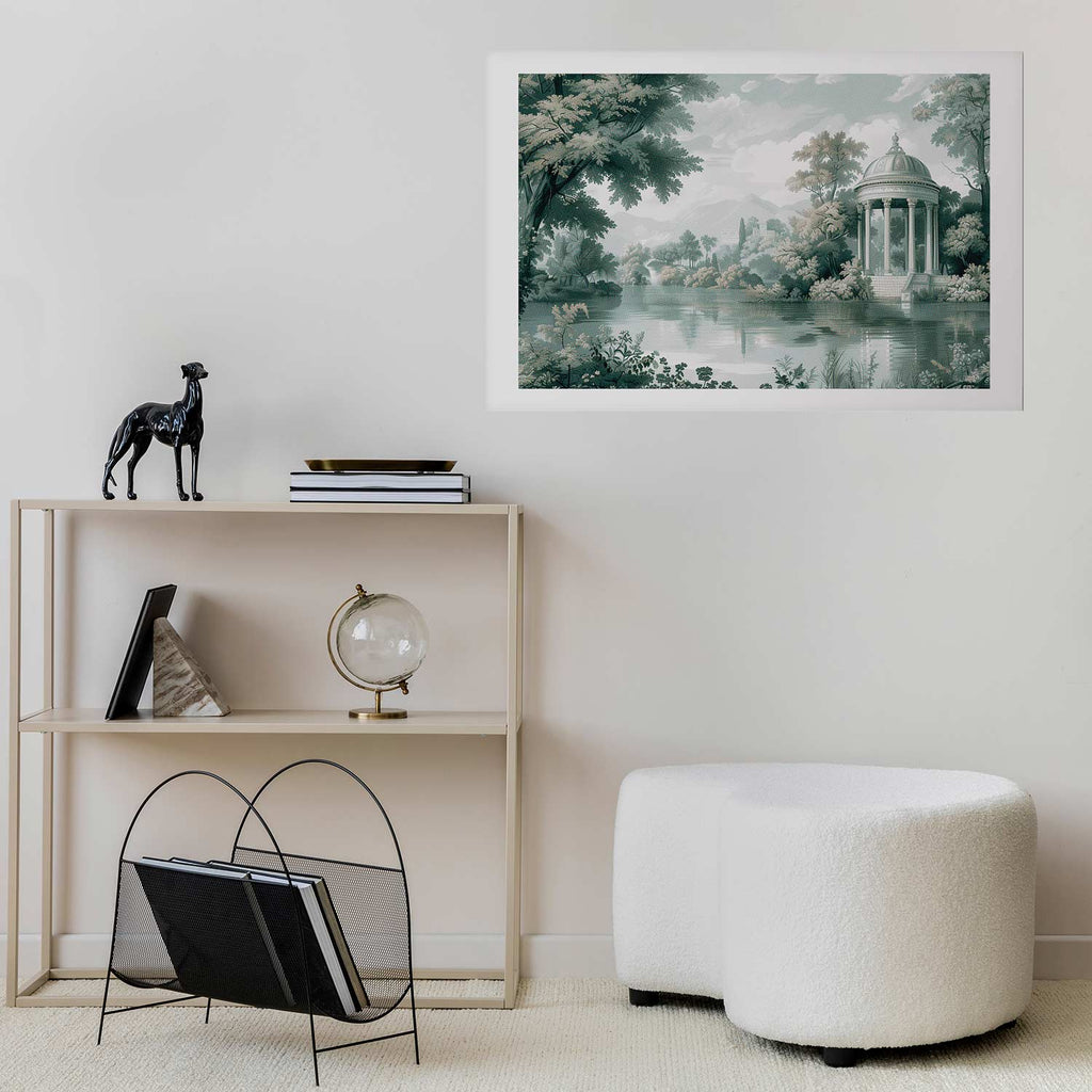 Retro Green Park and Lake Landscape Poster