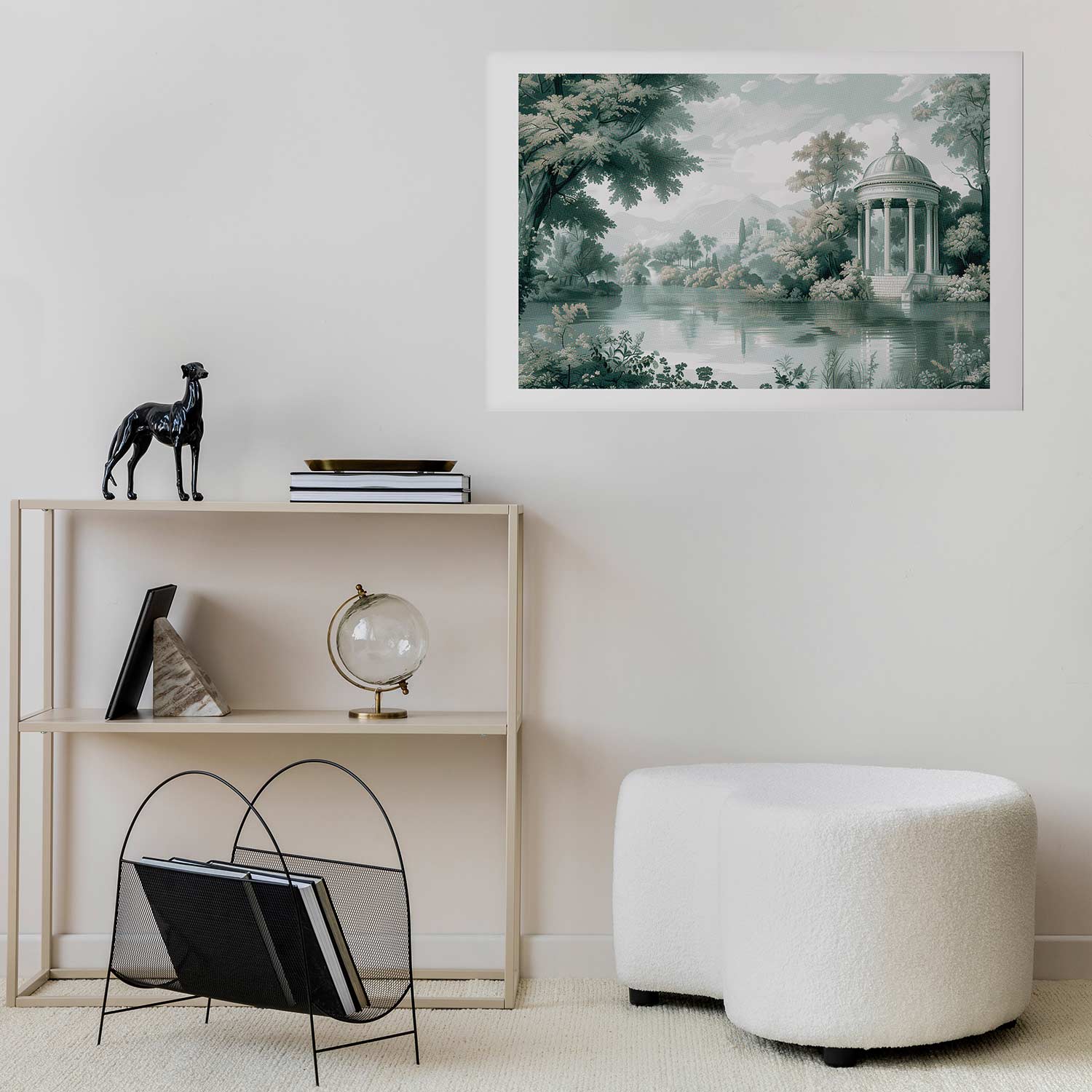 Retro Green Park and Lake Landscape Poster