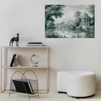 Retro Green Park and Lake Landscape Poster