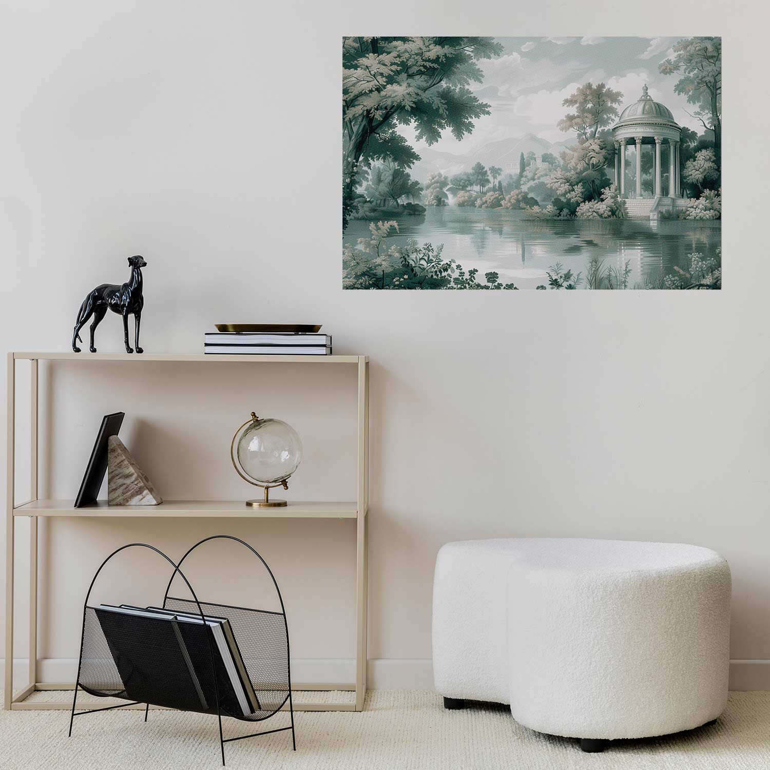 Retro Green Park and Lake Landscape Poster