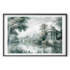 Retro Green Park and Lake Landscape Poster