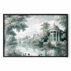Retro Green Park and Lake Landscape Poster