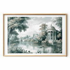 Retro Green Park and Lake Landscape Poster