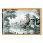 Retro Green Park and Lake Landscape Poster
