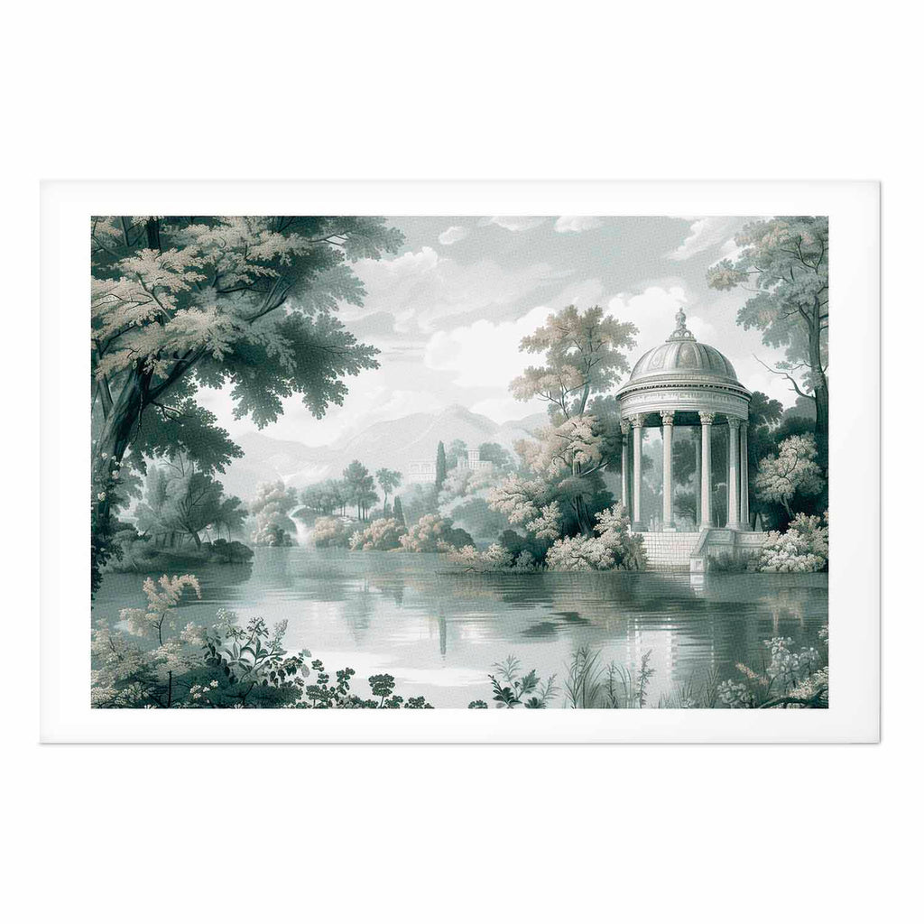 Retro Green Park and Lake Landscape Poster