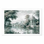 Retro Green Park and Lake Landscape Poster