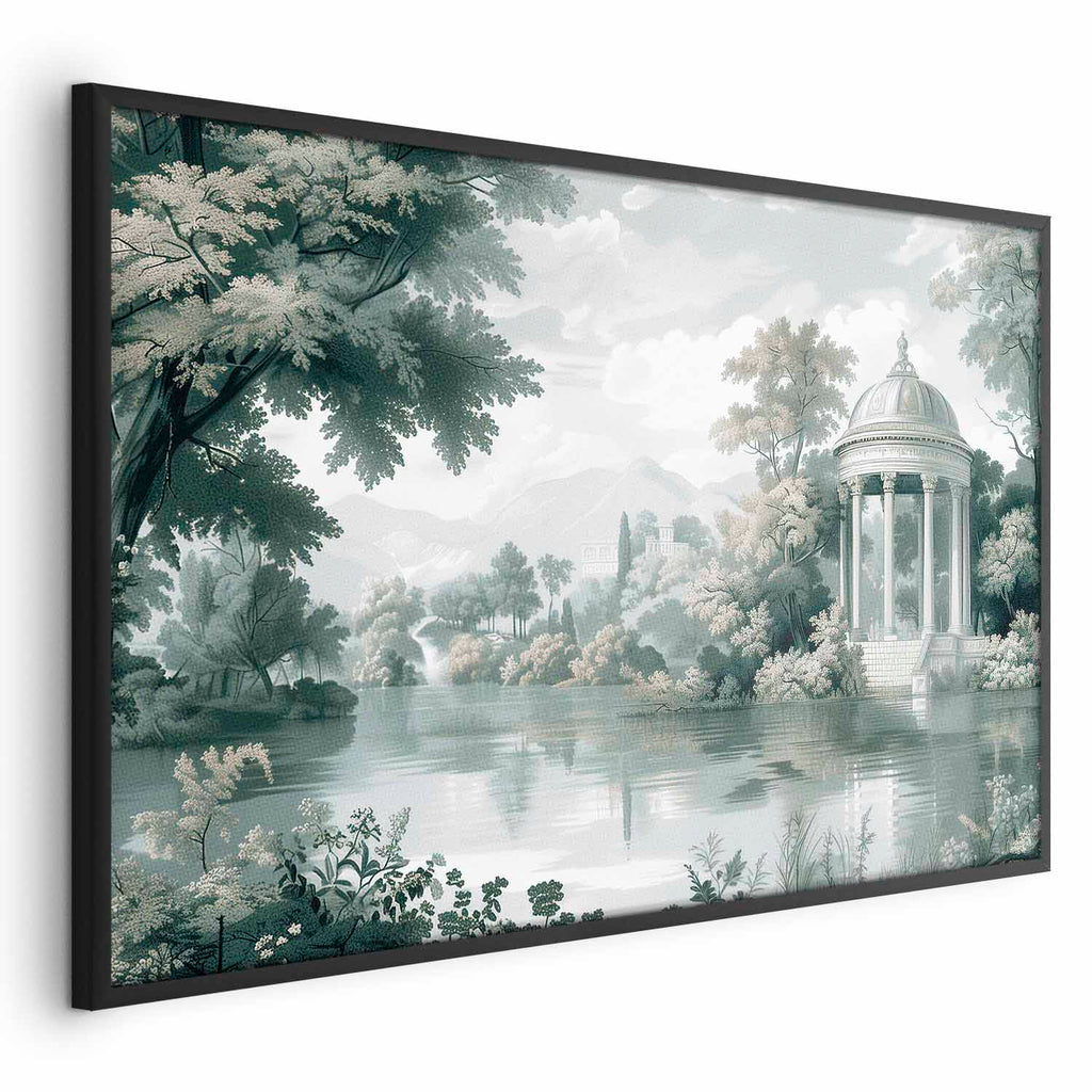 Retro Green Park and Lake Landscape Poster