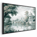 Retro Green Park and Lake Landscape Poster