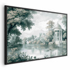 Retro Green Park and Lake Landscape Poster