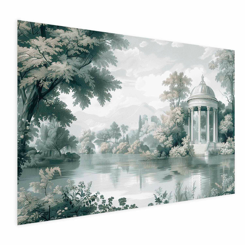 Retro Green Park and Lake Landscape Poster