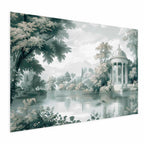 Retro Green Park and Lake Landscape Poster
