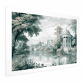 Retro Green Park and Lake Landscape Poster