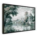 Canvas Print - View of the Park and Lake Retro Vintage Landscape in Greens