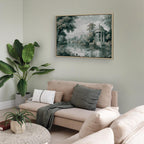 Canvas Print - View of the Park and Lake Retro Vintage Landscape in Greens