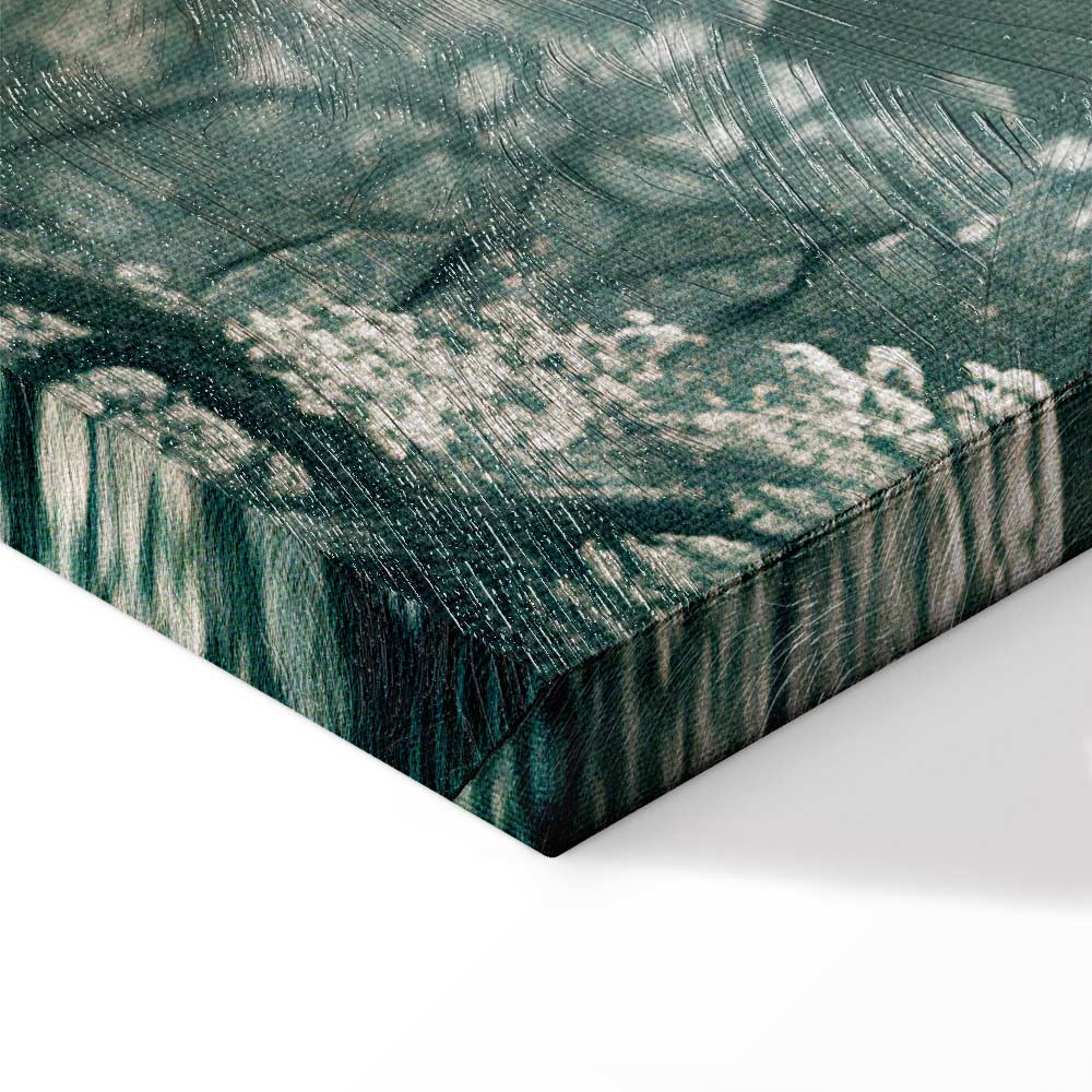 Retro Park and Lake Green Landscape Canvas Print