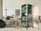Japanese Room Divider - Park and Lake Landscape in Greens